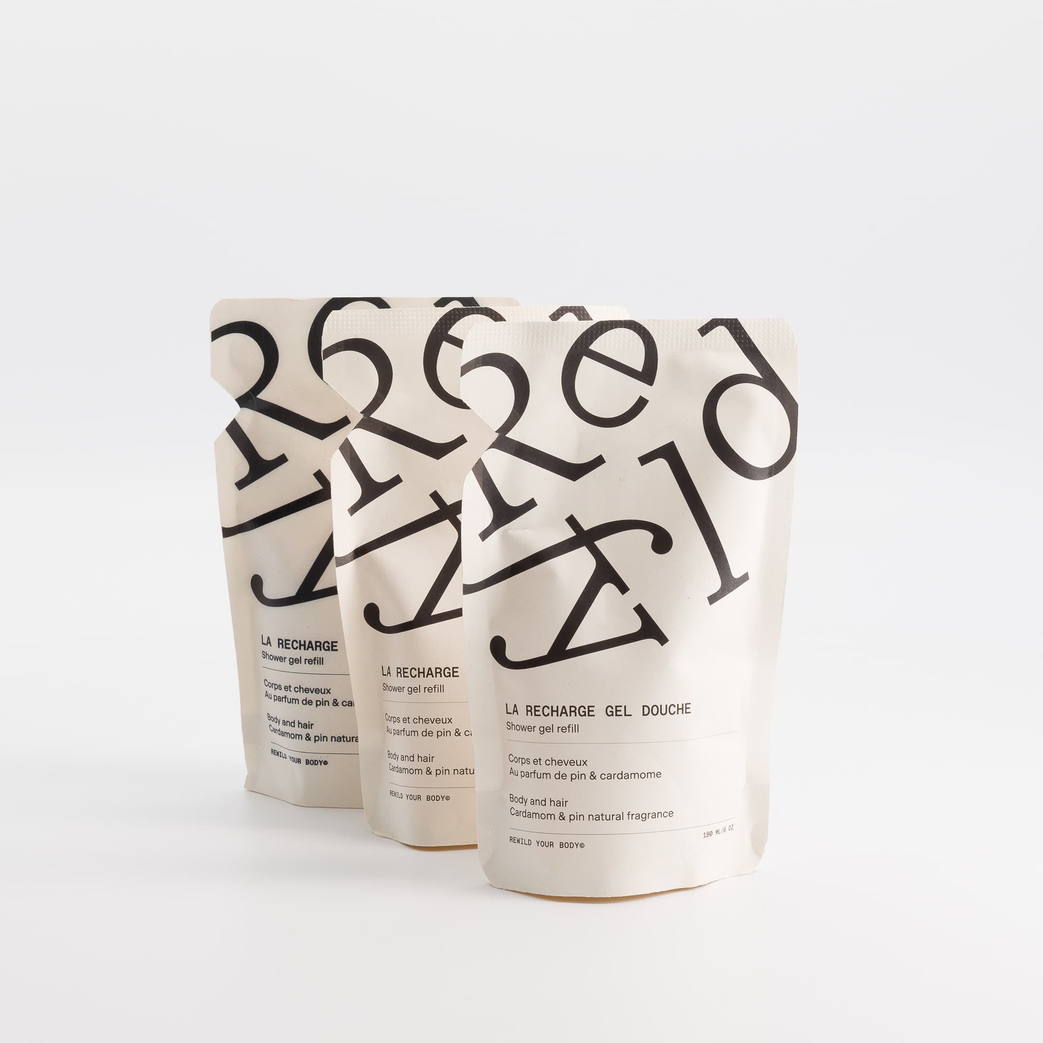 3 recharges de gel douche refyld 