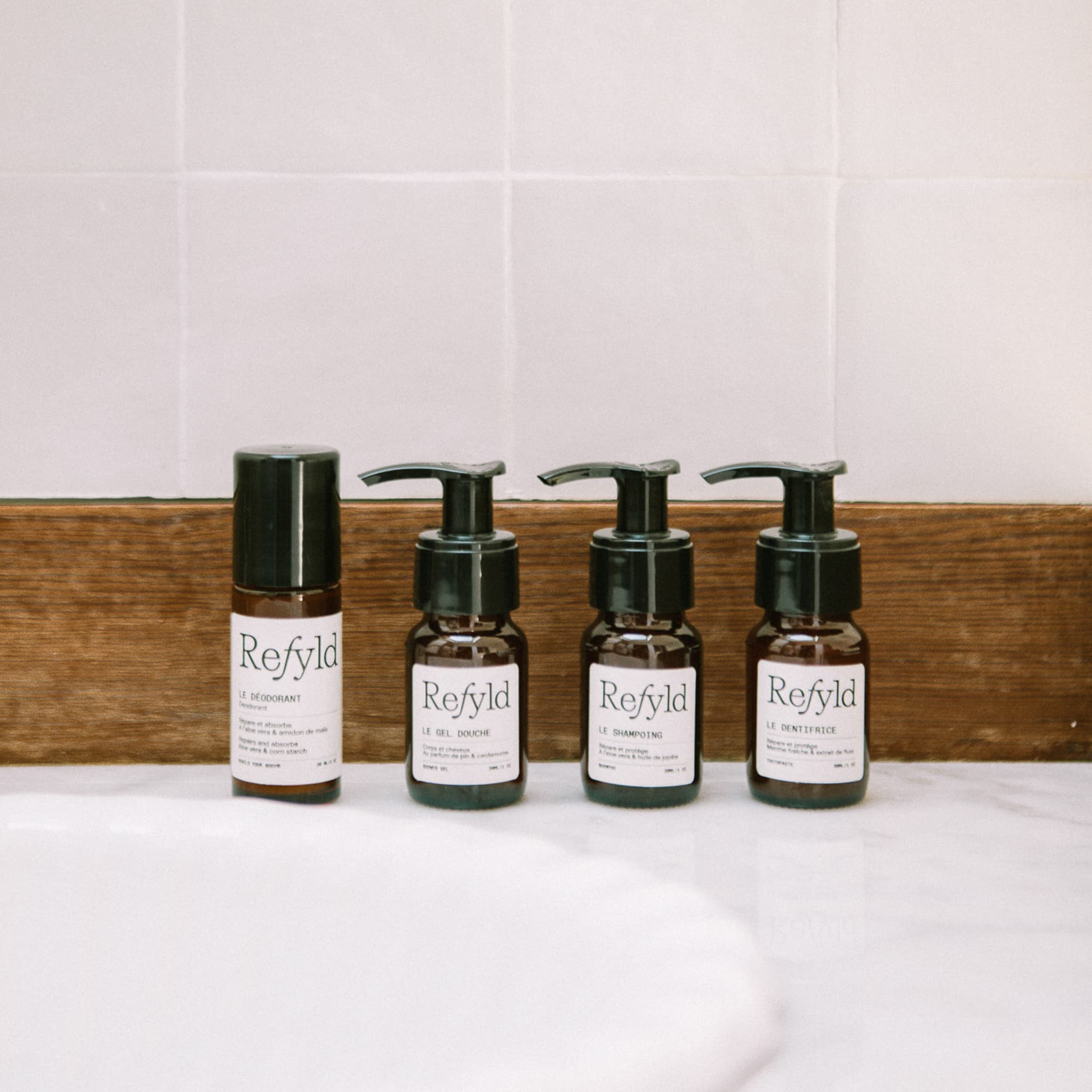 Les 4 flacons qui composent le coffret