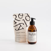 Le flacon et la recharge de shampoing Refyld